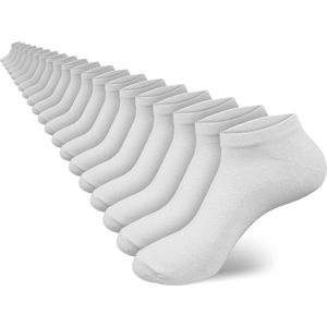 Calzera 20 Paar Enkelsokken - Sneakersokken - Lage sokken - Wit - Dames & Heren - Katoen - Maat 40-46