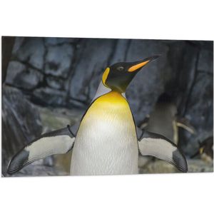 Vlag - Pingïun met Spitse Snavel en Neon Gele Contouren - 90x60 cm Foto op Polyester Vlag