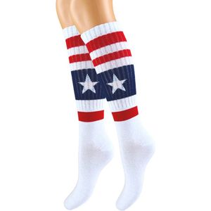 Kniekousen - Sportlook - Ster - Wit/Rood 31-34