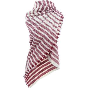 Rood Witte Sjaal Siberia - Wintersjaals - Omslagdoeken - Rood Wit gestreepte print