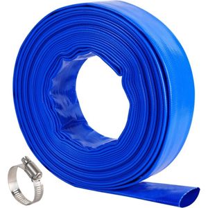 Platte waterslang voor dompelpompen - 25mm (=1 "") - Rol 10 meter - 1 slangklem