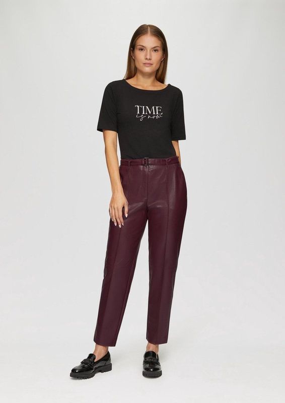 s.Oliver BLACK LABEL - Cigarette Pants - Effen - Leerlook - Dames