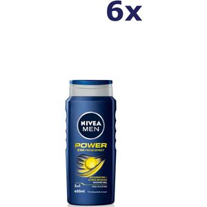 6x Nivea Shower Gel 400ml For Men Power Refresh