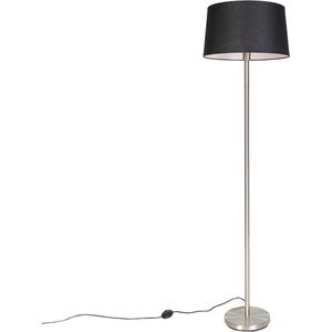 QAZQA simplo - Moderne Vloerlamp | Staande Lamp met kap - 1 lichts - H 1690 mm - Zwart - Woonkamer | Slaapkamer