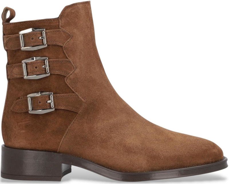 Alpevoor vrouwen. 518611 Bruine Couture Leren Enkellaarsjes (36), Leer, 3 tot 5 cm, Ritssluiting, Casual