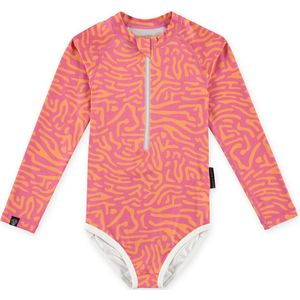 Beach & Bandits - UV-zwempak voor meisjes - Lange mouw - UPF50+ - Pink Coral - Roze - maat 104-110cm
