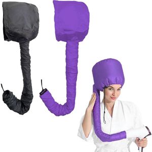 2 stuks Zwarte Paarse Haardrogerhoes, Draagbare Haardrogerkap, Vaporizer Warmtekap voor Diepe Conditionering, Handig voor Droge Styling Krullend Haar (Zwart Paars)