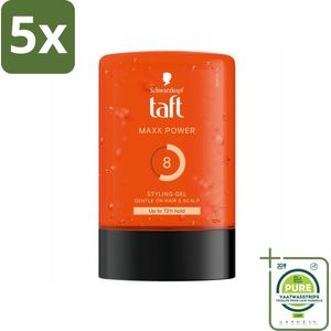 5 x Taft - Maxx Power 8 - Styling Gel - Langdurige fixatie - 300 ml - Grootverpakking - Haar Gel - Styling Gel - Taft Gel - Sterke Hold - Langdurige Fixatie