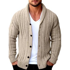 Nivard Cardigan Heren - Vest - Knopen - Warm - Gebreid Vest - Beige - S
