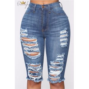 Jessica Bermuda shorts- kniebroek- korte broek- gescheurde broek