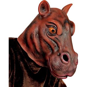Widmann - Olifant & Nijlpaard Kostuum - Cartoony Masker Nijlpaard - Bruin - Carnavalskleding - Verkleedkleding
