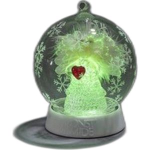 Konstsmide - Kerstdecoratie - 1-lamps LED glasbol vrouw met hartje automatische kleurwissel - 6-uurs timer - op batterijen - voor binnen - multi