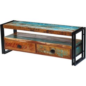 The Living Store Tv-meubel Vintage Stijl - Gerecycled Hout - 120x35x45 cm - Handgemaakt