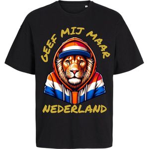 Grappig T-Shirt Heren Dames - Geef mij maar Nederland - Zwart - EK - WK - Koningsdag - Maat M
