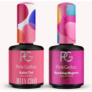 Pink Gellac Jelly Coat Gellak Set - Ballet Tint & Sparkling Magenta - 2 x 15ml Gel Nagellak - Gel Nagels Producten Voordeel Bundel