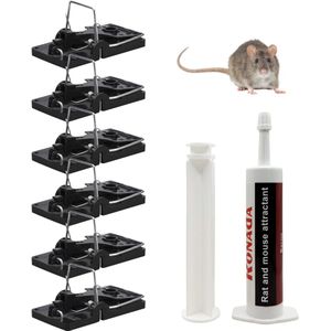 Ronada Ratten Bestrijdingsset – 6 Krachtige Klapvallen + Ronada Bacon Lokstof