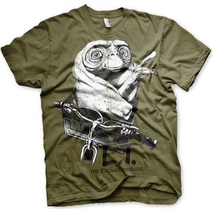 E.T. Biking Distressed T-Shirt Olive-S