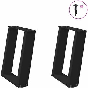 vidaXL Salontafelpoten - U-vormig - Staal - Zwart Salontafel Potten - Tafelpoten - Zwarte Tafelpoten - Industriële Tafelpoten - Moderne Tafelpoten
