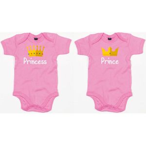 Rompertjes - Prince & Princess-Bubble Gum Pink-6-12 Maanden