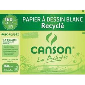 CANSON-tekenpapierrecycling, wit, DIN A3, 160 g/m².