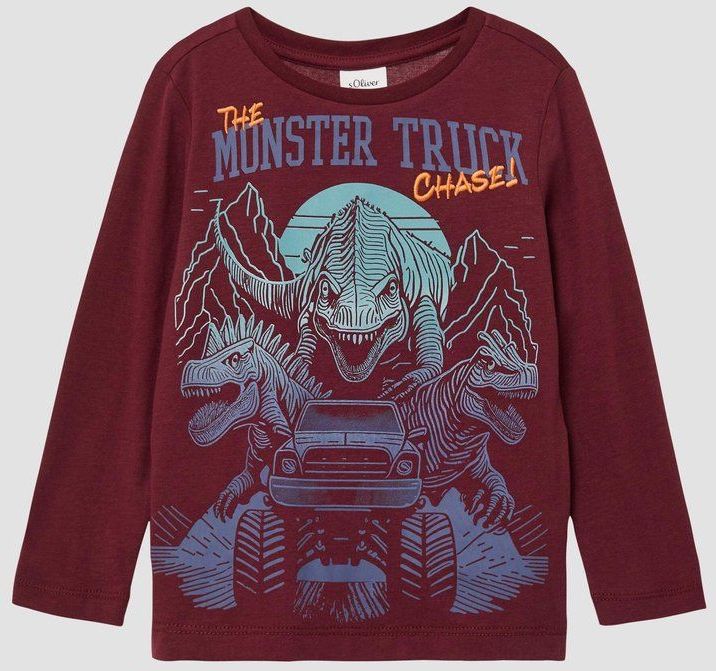 s.Oliver - T-Shirt - Met Lange Mouwen - Dinosaurussen - Normale Pasvorm