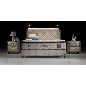 Bambi Borjen - Bed Boxspring Set - Complete Boxspring - 140 x 200 - Slaapkamerbed - 1 x Matras - 2 x Bedlade - 1 x Bedhoofdeinde - Bed met Opbergruimte - Lichtbruin