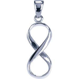 Zilveren Lemniscaat Infinity staand ketting hanger - klein met oog