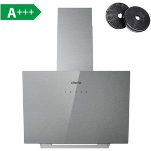 CIARRA CBCS6736H-S 60cm Schuine Afzuigkap Grijs – Geborsteld Zilver - met WiFi - inclusief set koolstoffilters – 650m3 - energieklasse A+++