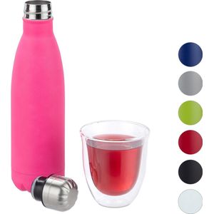 relaxdays Thermosfles - drinkfles - thermosbeker isolerend - isoleerfles - 0,5 liter roze