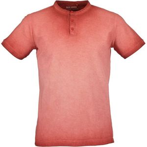Blue Seven heren shirt - shirt henley heren - 302775 - rood - met knoop - korte mouwen - XL