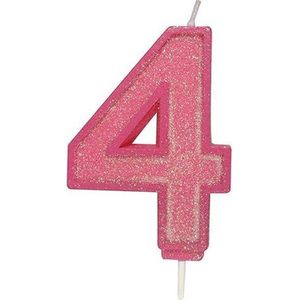 Sparkle Pink Numeral Candle 4