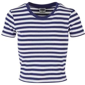 Urban Classics - Short Striped Crop top - XL - Wit/Blauw