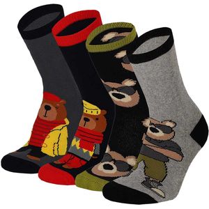 Apollo Jongens Antislip Sokken 4-Pack Beer Print - Maat 27/30