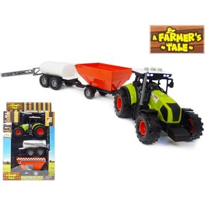 Speelgoed Tractor 2in1 werkvoertuig - met 3 geluideffecten en licht - tank en laadbak - boerderij 45CM