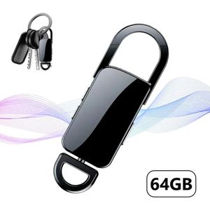 PolkaHome Sleutelhangerrecorder van 64GB, afluisterapparatuur op afstand, spy recorder, Mini afluisterapparaat, Afluisteren Opnemen, slimme dynamische ruisonderdrukkingsfunctie, Voice Recorder voor lezingen, lessen, vergaderingen