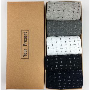 Jongenssokken - 5-Pack - 5 kleuren met klein patroon - Maat 28/34