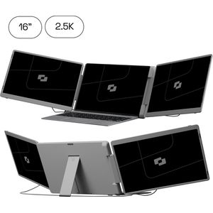 Screenmate® Dual Flip 16” - Portable Monitor - Inclusief Beschermhoes - Draagbaar Beeldscherm - Draagbare Monitor - Full HD - IPS - Grijs
