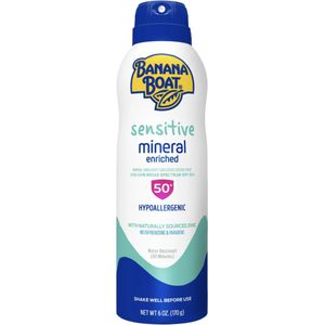 Banana Boat Mineral Enriched Sunscreen Spray - Sensitive Skin - Vrij van parfum - Hypoallergeen - Zonnebrand - SPF 50 - 170g