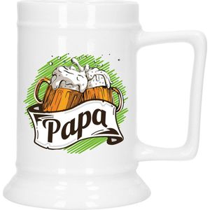 Bellatio Decoration Cadeau Bierpul voor papa - groen - keramiek - 530 ml - Vaderdag