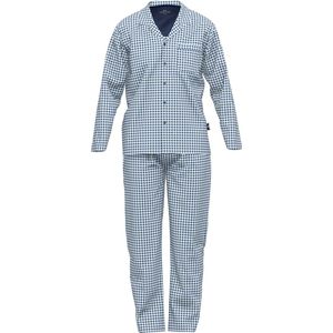 Gotzburg - Heren Pyjama - Donkerblauw Geruit - Lange Broek en Shirt met Lange Mouwen