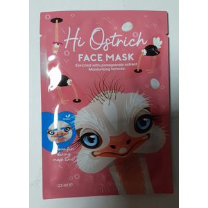 Gezichtsmasker Hi Ostrich - struisvogel - facemask - hydraterend - met granaatappel - 23 ml - grappig dierenmasker - tissue mask
