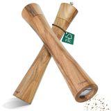 Dieux® - Peper en Zoutmolen set - 32CM - Zout peper kruiden - 2 stuks - Acacia hout - Instelbare maalgraad - Duurzaam - Luxe kwaliteit - Hervulbaar - Pepermolen - Zoutmolen - Barbecue - BBQ accesoires