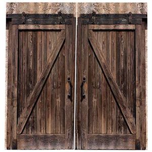 Vintage Original Old Color Farm Style Simple and Stylish 3d Wooden Warehouse Door Half Shade Printed Curtains for Bay Window Living Room Bedroom(170 * 200cm)