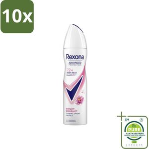 10 x Rexona - Deodorant Spray - Advanced Protection Bright Bouquet - Langdurige Frisheid - 150 ml - Grootverpakking - Anti-transpirant - Deodorant - Vrouwen - Langdurige Bescherming - 72 Uur
