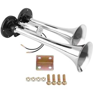 150DB 12V/24V Drucklufthorn Lufthorn Doppelrohr Horn für alle 12V/24V Fahrzeuge Schwarz