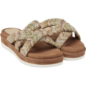 Lazamani Crossed Straps Raffia Platform Slippers Dames