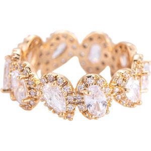Dottilove - Royal Zirkonia Gouden Ring - 14k Gold Plated - Maat 17 - Sieraad - Gouden Ring - Diamanten Ring - Kerstcadeau