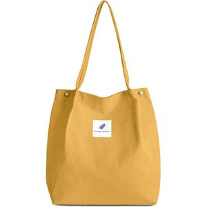 Gele Corduroy Draagtas voor Dames en Meisjes met Grote Capaciteit