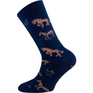Kindersokken Donkerblauw met Paarden - 31/34