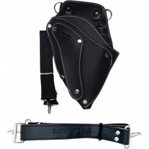 Kapper / Barbers / Make-up Artists Holster - Kapperstas - Kunstleer - Kleur Zwart - Instellen op je eigen heupmaat - 4 kleine vakken, 1 grote en een extra band met verstelbare riem - Make-up organizer - Haaraccessoire - Praktisch - Professioneel